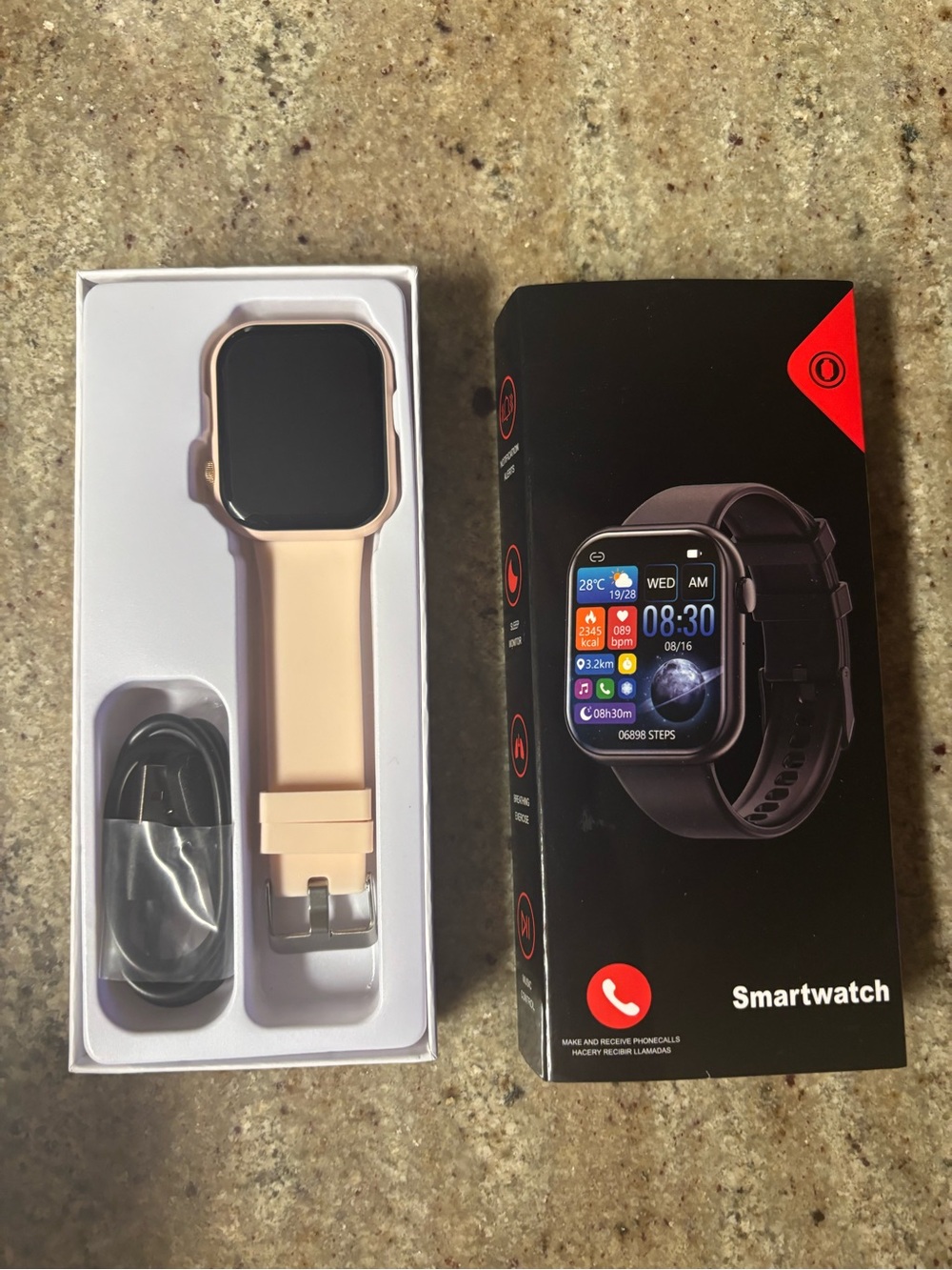Pink Silicone-Band Smartwatch with Touchscreen